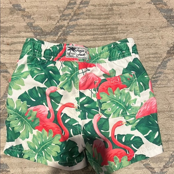 Janie & Jack Boys Tropical Flamingo Shirt and Matching Swim Shorts - Picture 9 of 11